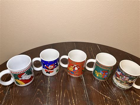 Christmas Coffee Mug Set Santa Holidays Decor Tea Winter Snow Man Reindeer Ebay