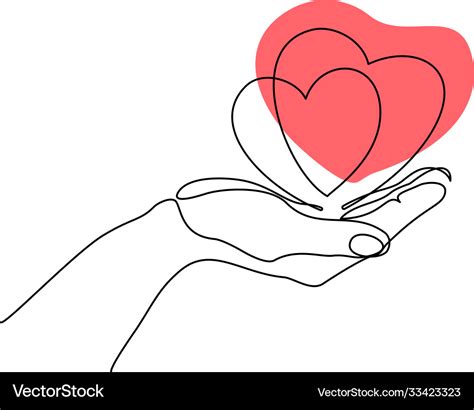 Hand holding heart sign continuous one line art Vector Image