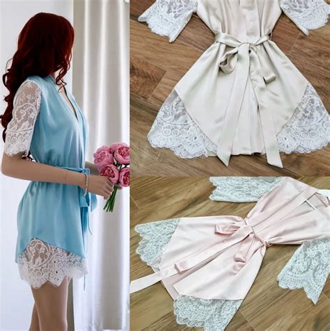 Sexy Night Robe Set 2024 Fashion Lace Slik Nightdress Two Pieces Loose Short Lingerie Dress