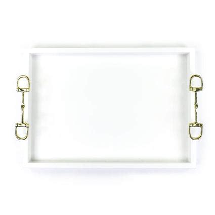 White Serving Tray with Snaffle Handles – Pomegranate Inc.