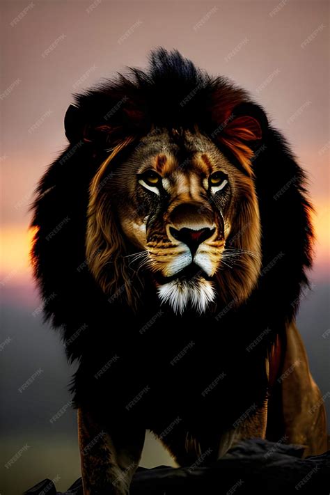 Premium AI Image | A lion with a black mane and a black mane.