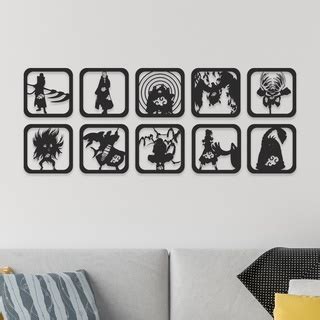 Quadros Decorativo Vazado Kit Akatsuki Naruto 3mm MDF Preto Fosco