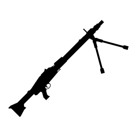 Machine gun silhouette icon vector. Light machine gun silhouette for icon, symbol or sign ...