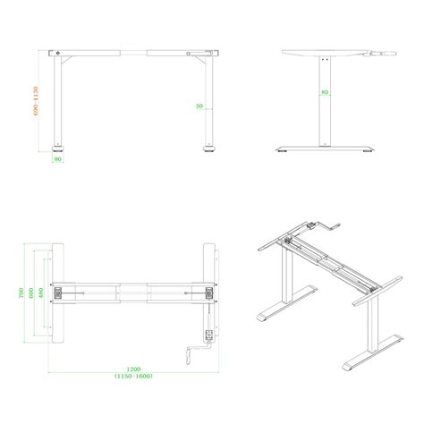 Manual Height Adjustable Desk Frame - 5 Years Warranty