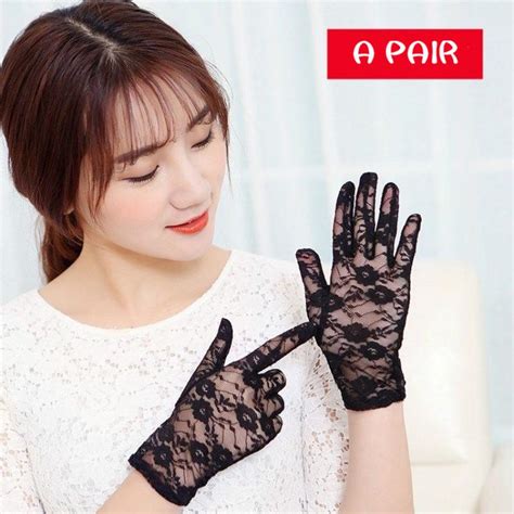 Cheap Women Summer Lace Gloves Outdoor Electric Car Sunscreen Gloves