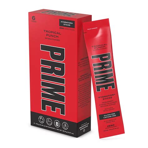 Prime Tropical Punch Hydration Stick 6 Pack Academy