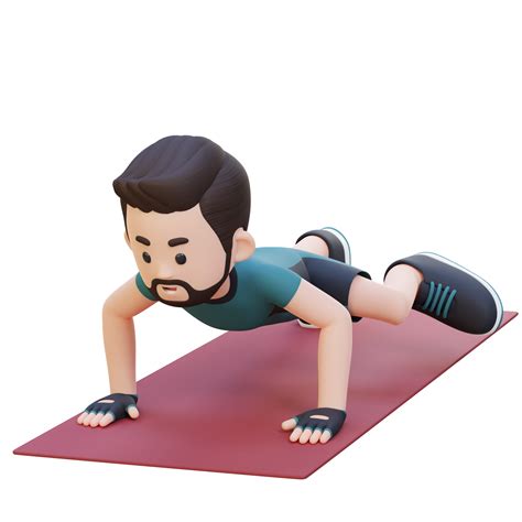 3d Sporty Male Character Performing Spiderman Push Up Exercise At Home Gym 26469053 Png