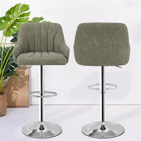 VECELO Swivel Adjustable Bar Stools with Back for Kitchen Counter ...