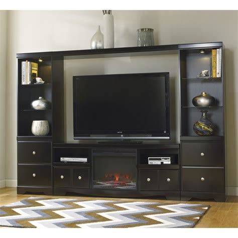 Ashley Furniture Shay Entertainment Center with Fireplace in Black ...