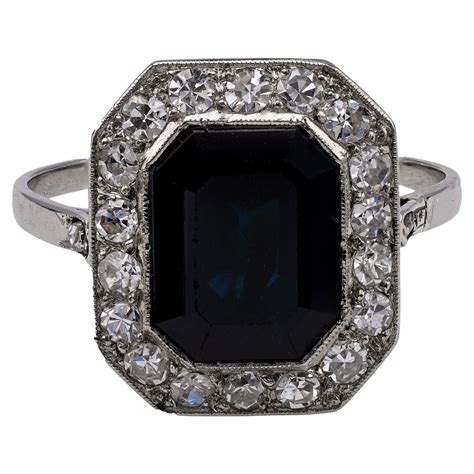 Fantastic Art Deco French Cut Sapphire Diamond Platinum Ring At 1stdibs