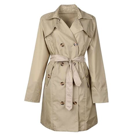 Techome Dames Klassieke Double Breasted Trenchcoat Grandado