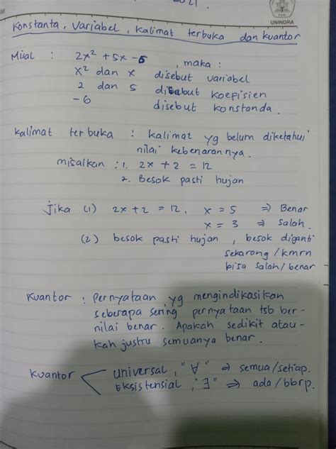 Konstanta Variabel Kalimat Terbuka Dan Kuantor Logika Matematika