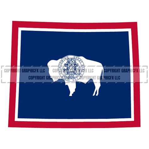 Wyoming Flag State Shape Vector Eps Dxf Svg Png Vinyl Etsy Uk