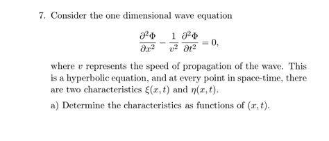 Solved 7 Consider The One Dimensional Wave Equation 020 X2