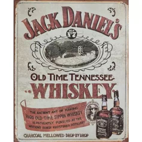 PLAQUE METAL JACK Daniels Old Time Tennessee Whiskey Deco Vintage