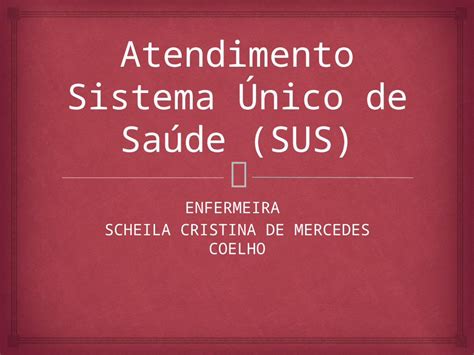 Pptx Enfermeira Scheila Cristina De Mercedes Coelho O Sistema Nico