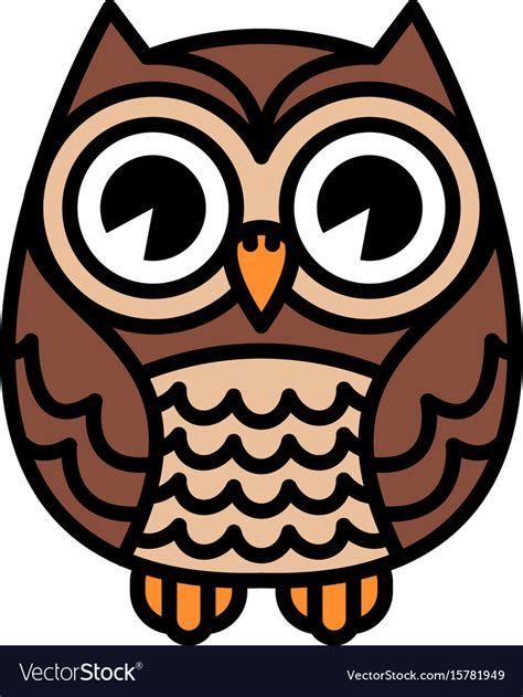 Cute cartoon owl bird with big eyes in sitting Vector Image