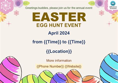 免费 Easter Egg Hunt Flyer 样本文件在 allbusinesstemplates