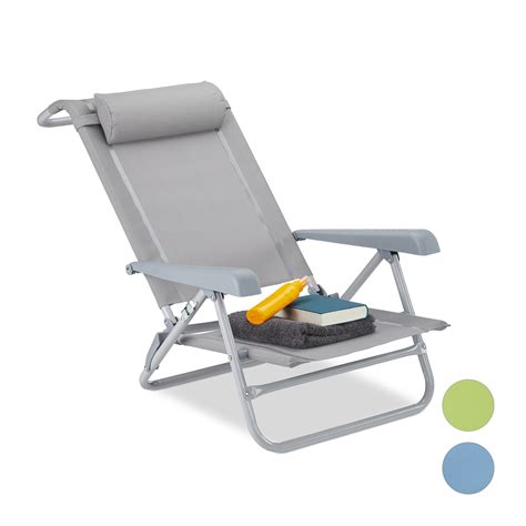 Relaxdays Chaise Pliante Jardin Chaise Pliable Plage Ajustable Appui