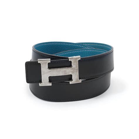 Bonhams Hermès A Bleu Jean And Black Reversible H Buckle Belt 2008