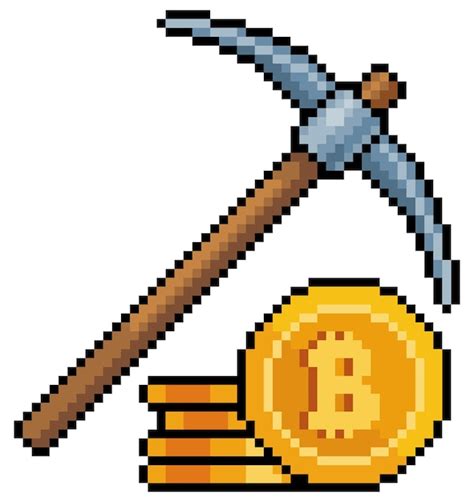 Pixel Art Bitcoin Mining Avec Pioche Investissement Dans L icône De