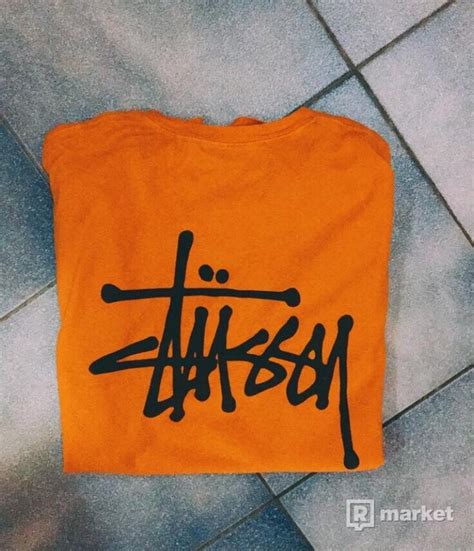 Stussy Orange Tee Basic Logo Refresher Market