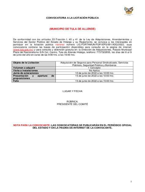 Completable En L Nea Licitacin Pblica Nacional O Internacional N Lic