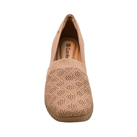 Sapatilha Nude Tecido Frontal Vazado Comfort Bege