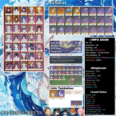 Jual ACCOUNT GENSHIN IMPACT MULTI B5 AKUN GENSHIN IMPACT STARTER MID