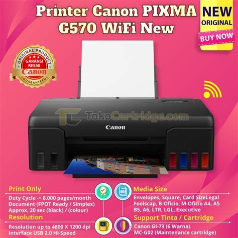 Jual Canon Inkjet Printer Pixma G570 6 Tinta Untuk Cetak Foto G570