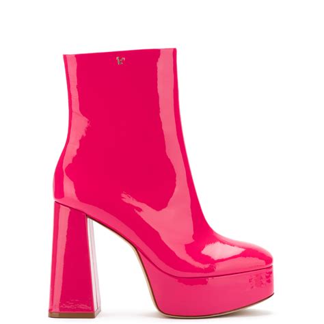 Dolly Boot In Pink Patent Leather Larroude