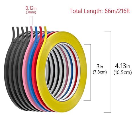 Paquete De 12 Cintas Adhesivas De 0118in De 18 Pulgadas De Ancho Para