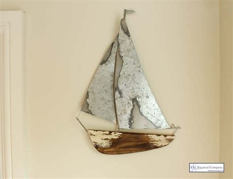 Nautical Home Decor Model Boats Distressed Metal Yacht Wall Art The Nautical Company