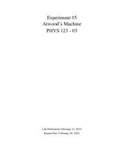 Phys Lab Report Pdf Experiment Atwood S Machine Phys