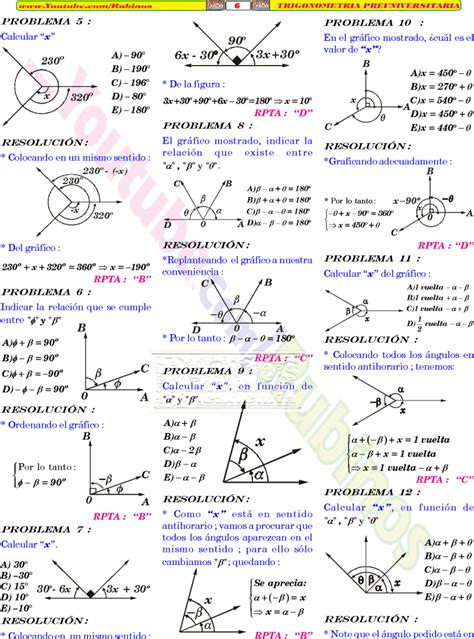 Ángulo Trigonométrico Ejercicios Resueltos De Trigonometría