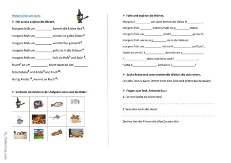 Morgens früh um sechs wiegenlieder u Deutsch DAF Arbeitsblätter pdf doc