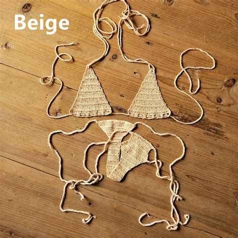 Hand Crochet Sexy Mini Bikini Set Top Bottom Thong Boho String Bikini Microkini EBay