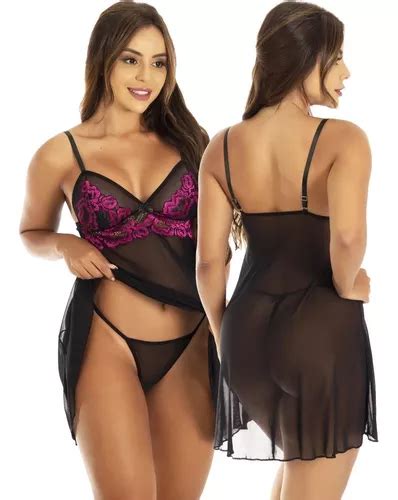 Conjunto Lingerie Camisola Luxo Transparente C Calcinha Fio Mercadolivre