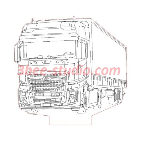 Ford F-Max truck 3d illusion lamp plan vector file - 3Bee Studio