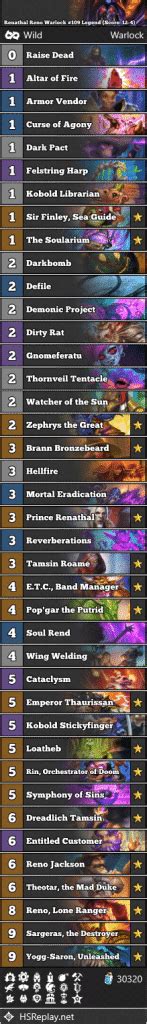 Renathal Reno Warlock 109 Legend Score 12 4 Hearthstone Wild Decks