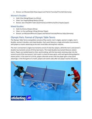 Olympic Table Tennis Complete Info Till Olympic Paris 2024 Pdf