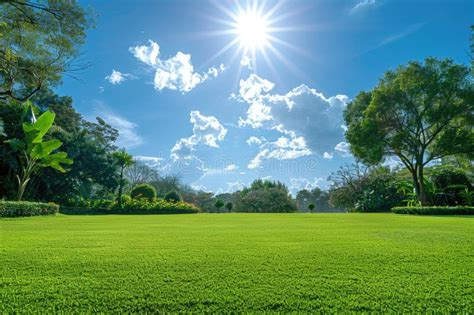 sunny day   beautiful green landscape stock photo image
