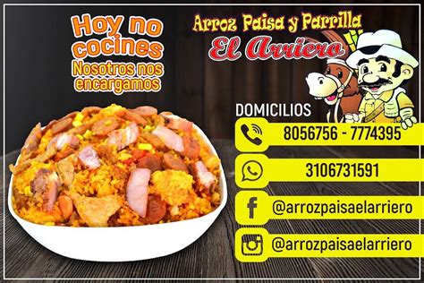 Carta De Arroz Paisa Y Parrilla El Arriero Bogot