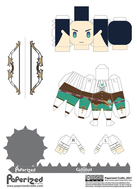 Genshin Impact Venti Papercraft Paperized Crafts Paper Doll