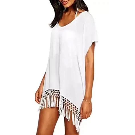 Women Sexy Chiffon Beach Cover Up Swimwear Knitted Crochet Beach Dress