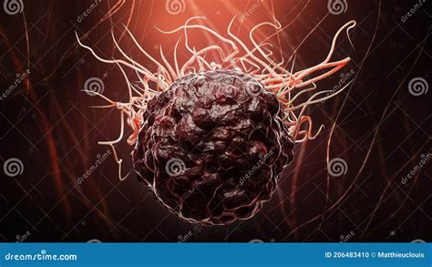 Cancer Or Tumor Cell Close Up 3d Rendering Illustration Carcinoma Lymphoma Oncology Medicine