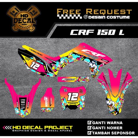 Jual DECAL CRF SUPERMOTO MOTIF GRAVITI COSTUME DESAIN DECAL CRF 150 L