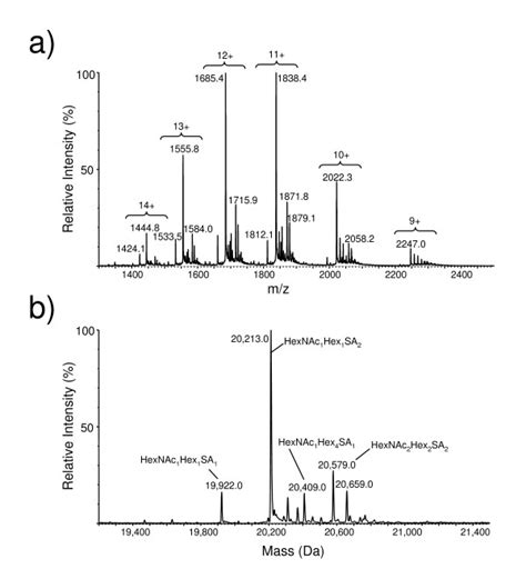 Esi Ms Analysis Of The Intact Ifnα2b Glycoprotein A Esi Mass Spectrum