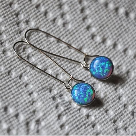 Blue Opal Earrings Dangle Opal Earrings Sterling Silver | Etsy