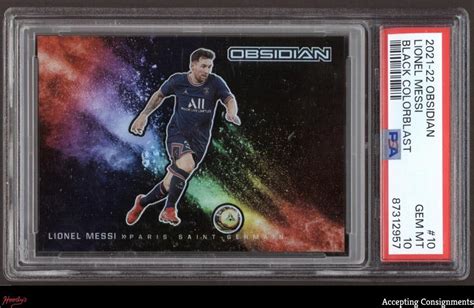 2021 22 Panini Obsidian Black Colorblast 10 Lionel Messi PSA 10 GEM